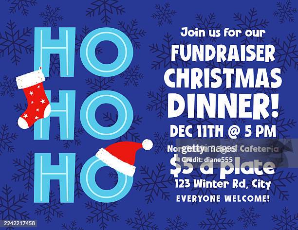 hohoho christmas school fundraiser template - office party background stock illustrations