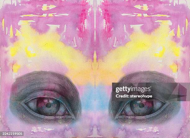 two eyes pattern - couple thinking stock illustrations