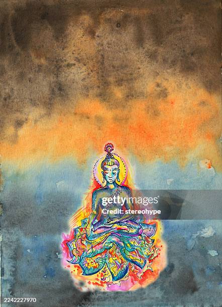 dark night buddha - japanese cloud pattern stock illustrations