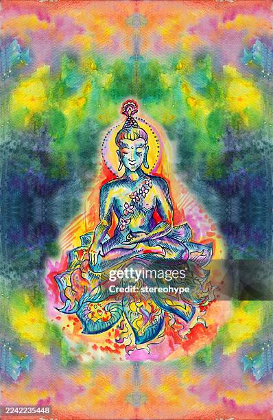 sacred buddha - japanese cloud pattern stock illustrations