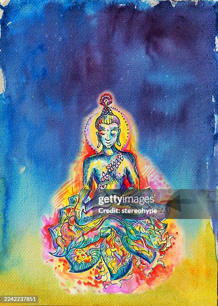 sky buddha - shower steam stock illustrations