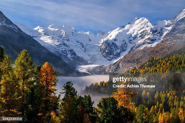 morteratsch glacier, switzerland, europe - swiss alps stock pictures, royalty-free photos & images