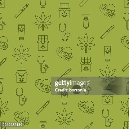 Cannabis Seamless Editable Stroke Icon Pattern Cannabis Seamless Editable Stroke Icon Pattern