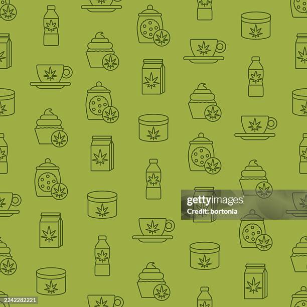 cannabis seamless editable stroke icon pattern - marijuana background stock illustrations