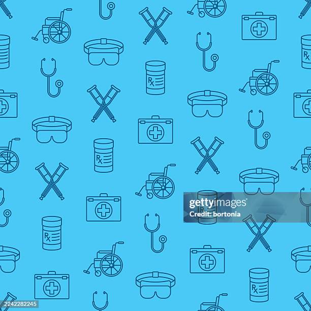 illustrations, cliparts, dessins animés et icônes de soins de santé seamless editable stroke icon pattern - picto handicap