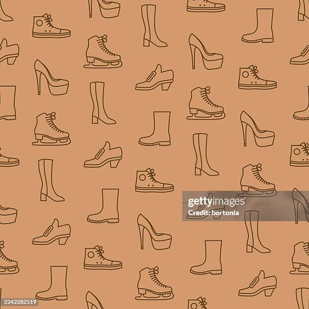 footwear seamless editable stroke icon pattern - stiletto stock illustrations