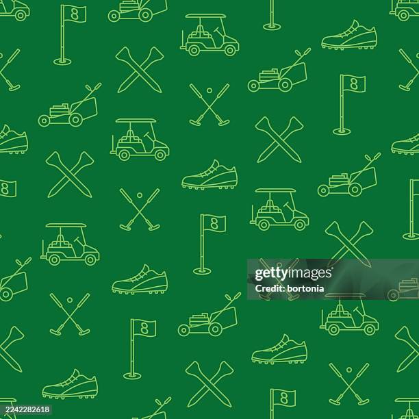 golf seamless editable stroke icon pattern - golf flag stock illustrations