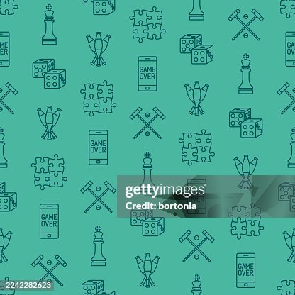 Games Seamless Editable Stroke Icon Pattern Games Seamless Editable Stroke Icon Pattern