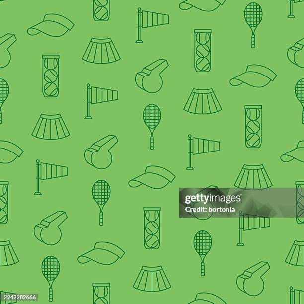 tennis seamless editable stroke icon pattern - green visor stock illustrations