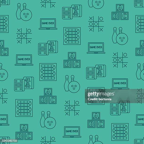 games seamless editable stroke icon pattern - bowling alley background stock illustrations