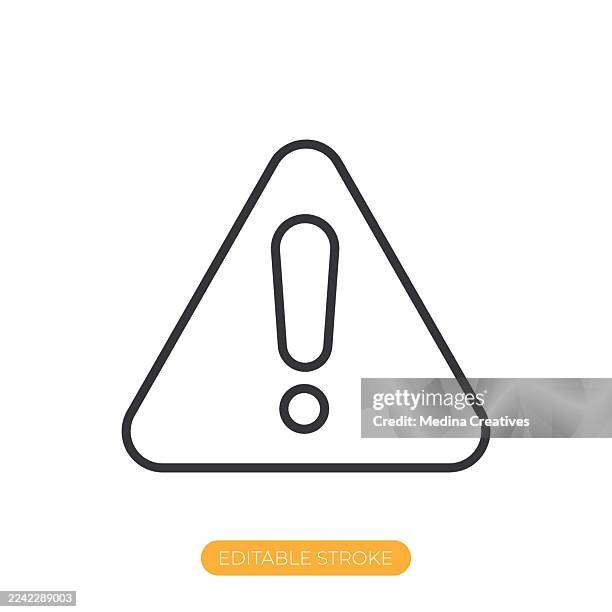 warning icon. editable stroke thin line icon - safe security equipment stock illustrations