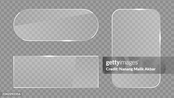 realistic clear flat glass, window, or mirror collection with transparent background - empty plate stock illustrations