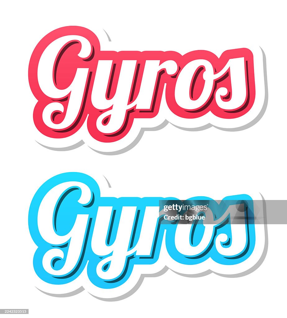 Gyros - 3D Text in red and blue on white background