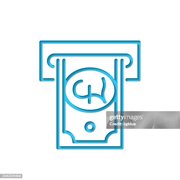 pound withdrawal. icon cut out on white paper with blue background - inserting stock illustrations