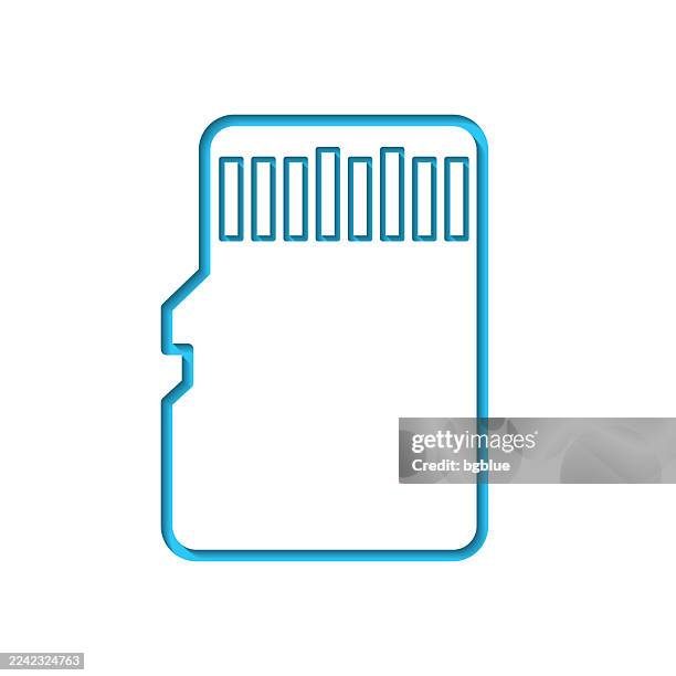 memory card - micros sd. icon cut out on white paper with blue background - computer chip close up stock illustrations