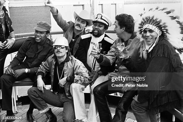 American disco group Village People backstage at Maple Leaf Gardens, Toronto, Canada, 23rd April 1979.