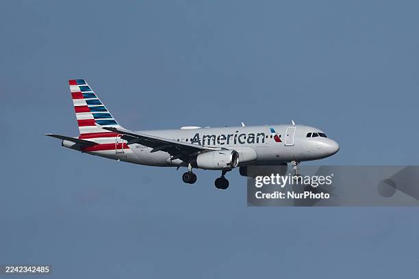 American Airlines plane lands at Austin-Bergstrom International Airport in Austin, United States on October 22, 2025.