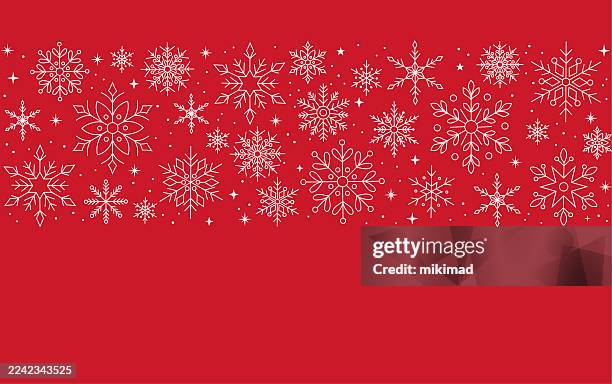 horizontal snowflake pattern with star accents. christmas background. greeting card. vector eps10. - ranunculus stock illustrations