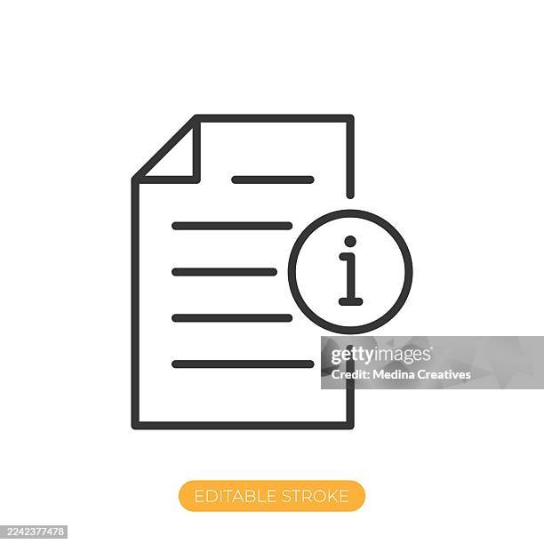 document information icon. editable stroke thin line icon - instruction manual stock illustrations