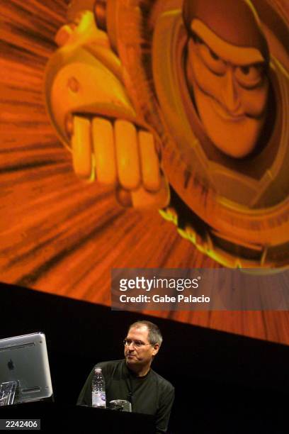 Steve Jobs uses a sample image from Pixar's Toy Story 2 to demonstrate the new features of Mac OSX version 10.1 during the keynote address at the...