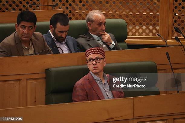 Omar Abdullah, Chief Minister of India's Jammu and Kashmir region, attends a session of the Jammu and Kashmir Legislative Assembly in Srinagar, Jammu...