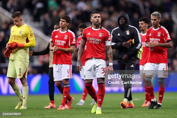 Nicolas Otamendi of Benfica looks dejected following during the UEFA Champions League 2025/26 League Phase MD3 match between Newcastle United FC and...