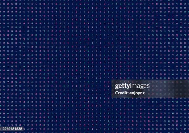 seamless halftone blue and pink binary code random numbers pattern - game programming stock illustrations
