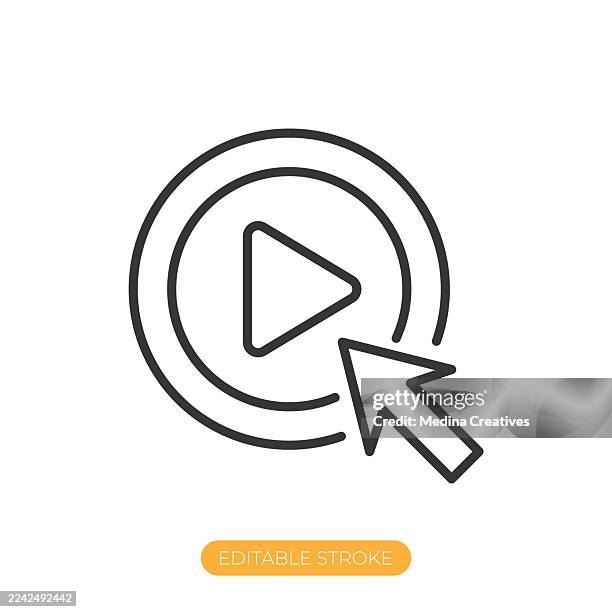 play button click icon. editable stroke thin line icon - pause button stock illustrations