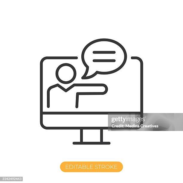 online teaching icon. editable stroke thin line icon - cad screen stock illustrations
