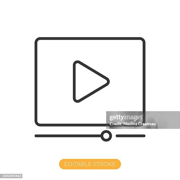 video player interface icon. editable stroke thin line icon - video player interface stock illustrations