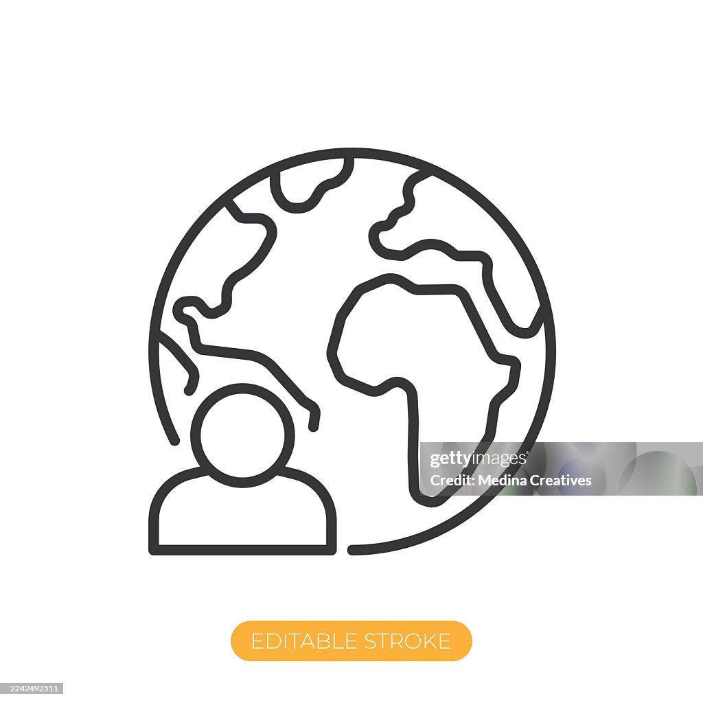 Internationales Publikumssymbol. Bearbeitbares Symbol für dünne Linien mit Strich