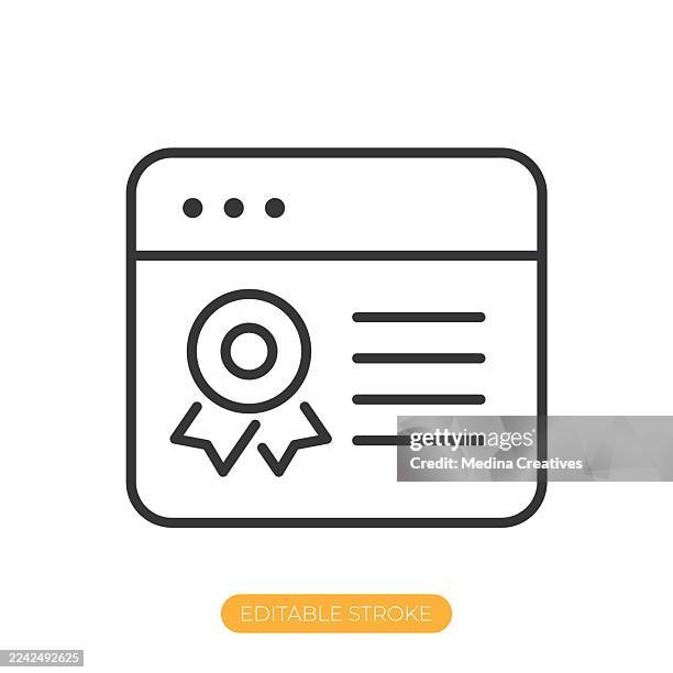 stockillustraties, clipart, cartoons en iconen met online certificate icon. editable stroke thin line icon - hypertext transfer protocol