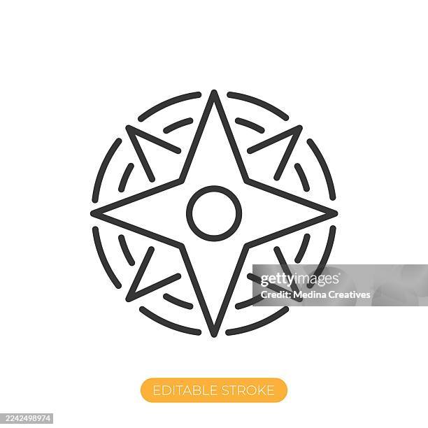 compass rose icon. editable stroke thin line icon - forbidden city stock illustrations