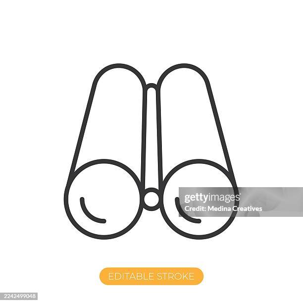 binoculars icon. editable stroke thin line icon - work break outside stock illustrations