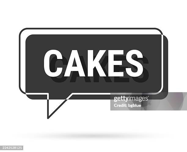 cakes - 3d black speech bubble on white background - rectangle cake stock illustrations