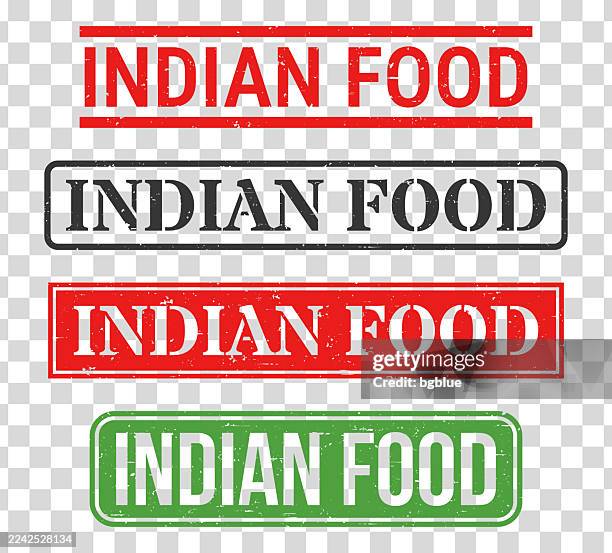 indian food - rubber stamp set on blank background - food-stamp-office-equipment stock illustrations