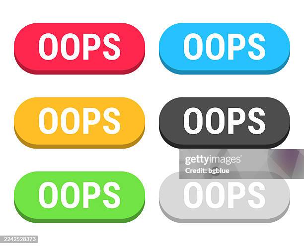 oops - colorful 3d click web buttons on blank background - wrong package stock illustrations