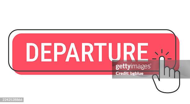 departure - click button with hand cursor on white background - left mouse click stock illustrations