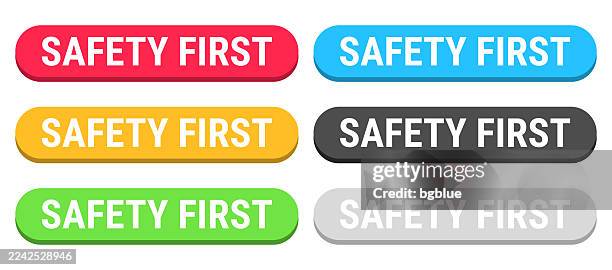 safety first - colorful 3d click web buttons on blank background - safety first stock illustrations