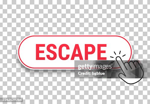 Escape - 3D click web button with hand cursor on blank background Escape - 3D click web button with hand cursor on blank background