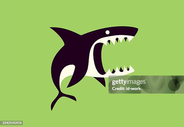 angry shark jumping - shark stock illustrations