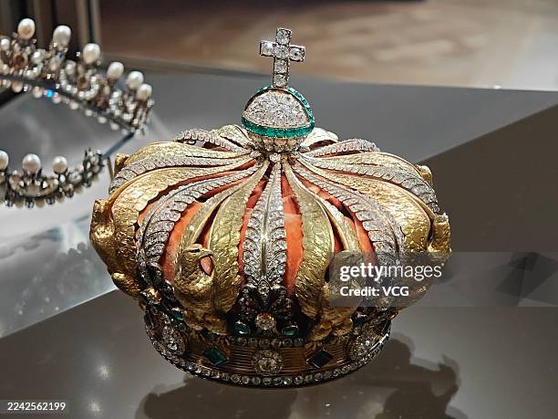 Crown of Empress Eugénie is on display at the Louvre Museum on May 26, 2025 in Paris, France. The Louvre reopened its doors to visitors in Paris on...