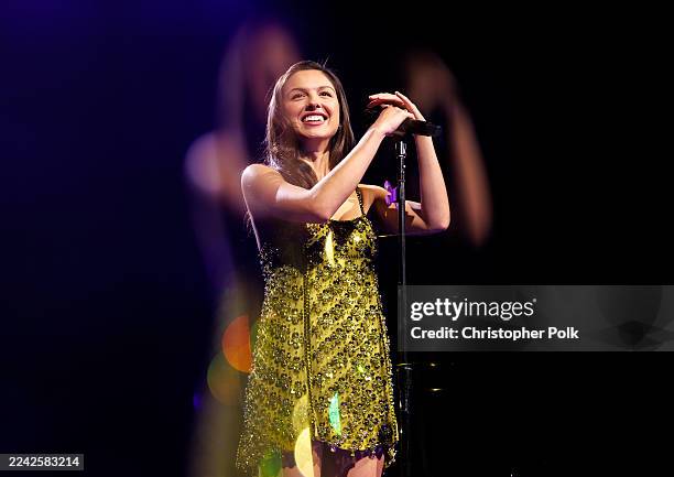 Olivia Rodrigo performs onstage at American Express Platinum Card x Olivia Rodrigo Concert on October 23, 2025 in New York City.
