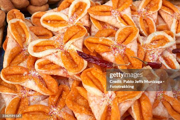 traditional nepalese street food pastry with saffron and chili - nepal food stock pictures, royalty-free photos & images