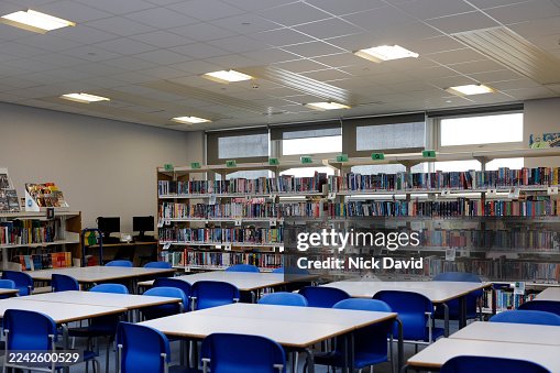 Empty secondary school library. Empty secondary school library.