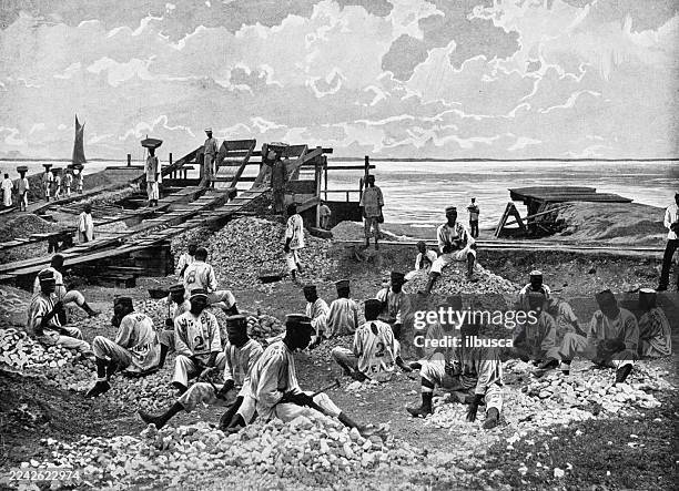 prisoners, labor camp, jamaica - jamaican ethnicity stock illustrations