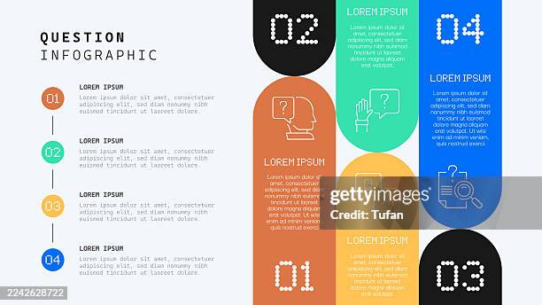 question infographic - pixel line perfect - customer engagement stock illustrations