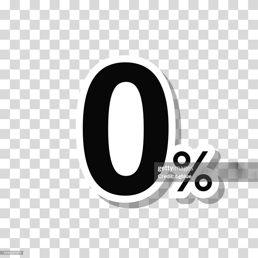 0% - Zero percent. Icon sticker on blank background