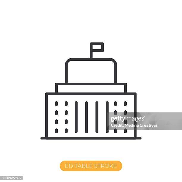 office icon. editable stroke thin line icon - observatory stock illustrations