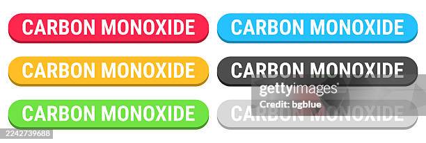 carbon monoxide - colorful 3d click web buttons on blank background - carbon monoxide detector stock illustrations